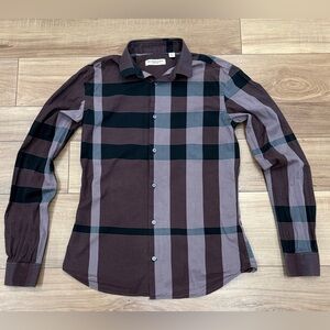 Burberry Men's Checkered Shirt - Black and Brown Button Up Size XS